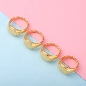 Round Signet Ring Gold Jewelry Ring for Women - PEACORA
