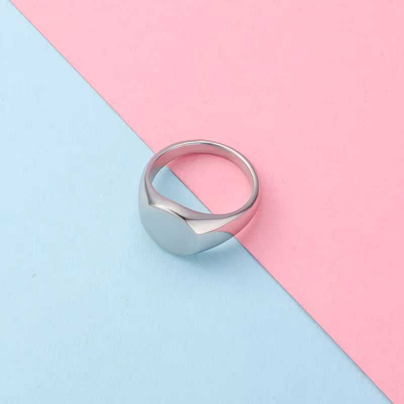 Round Signet Ring SIlver Jewelry Ring for Women - PEACORA