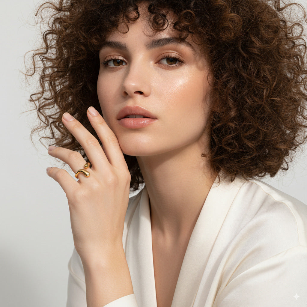 Sculpted Wave Ring – Gold & Silver Finish Stainless Steel - PEACORA