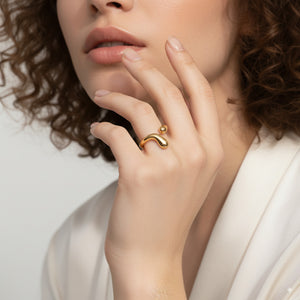 Sculpted Wave Ring – Gold & Silver Finish Stainless Steel - PEACORA