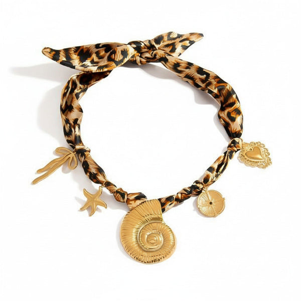 Seashell Charm Scarf Necklace 