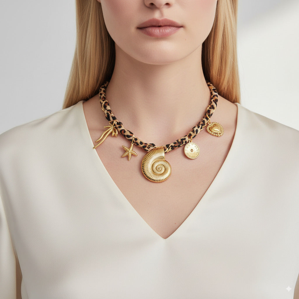 Seashell Charm Scarf Necklace 