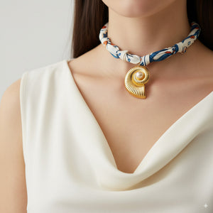 Seashell Pendant Scarf Necklace 