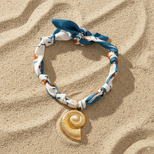 Seashell Pendant Scarf Necklace 