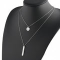 Silver Layered Bar & Disc Pendant Necklace — PEACORA
