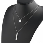 Load image into Gallery viewer, Silver Layered Bar &amp; Disc Pendant Necklace — PEACORA
