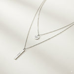 Load image into Gallery viewer, Silver Layered Bar &amp; Disc Pendant Necklace — PEACORA
