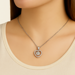 Load image into Gallery viewer, Silver Moissanite Heart Pendant Necklace - PEACORA

