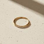 Load image into Gallery viewer, Slim Crystal Band Ring – Gold Finish Stainless Steel - PEACORA
