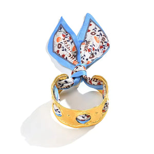 Stainless Steel Bangle Bracelet – Gold Finish with Scarf Bow - PEACORA