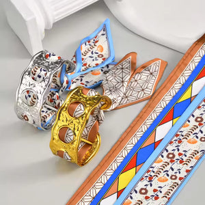 Stainless Steel Bangle Bracelet – Gold Finish with Scarf Bow - PEACORA