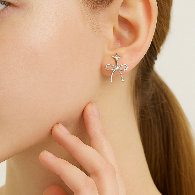 Star Bow Drop Earrings - PEACORA