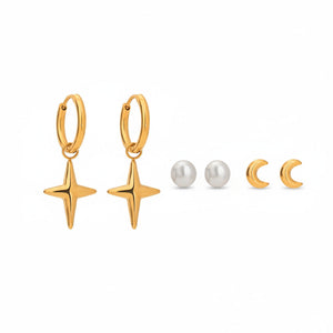 Star Hoop & Stud Earrings Set 