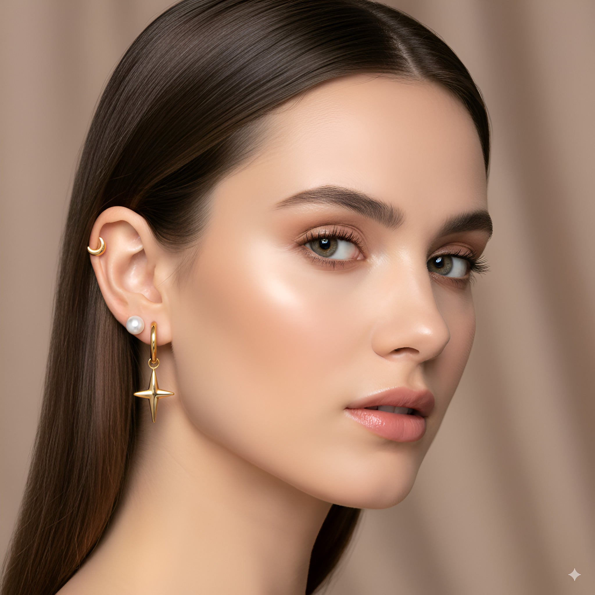 Star Hoop & Stud Earrings Set 