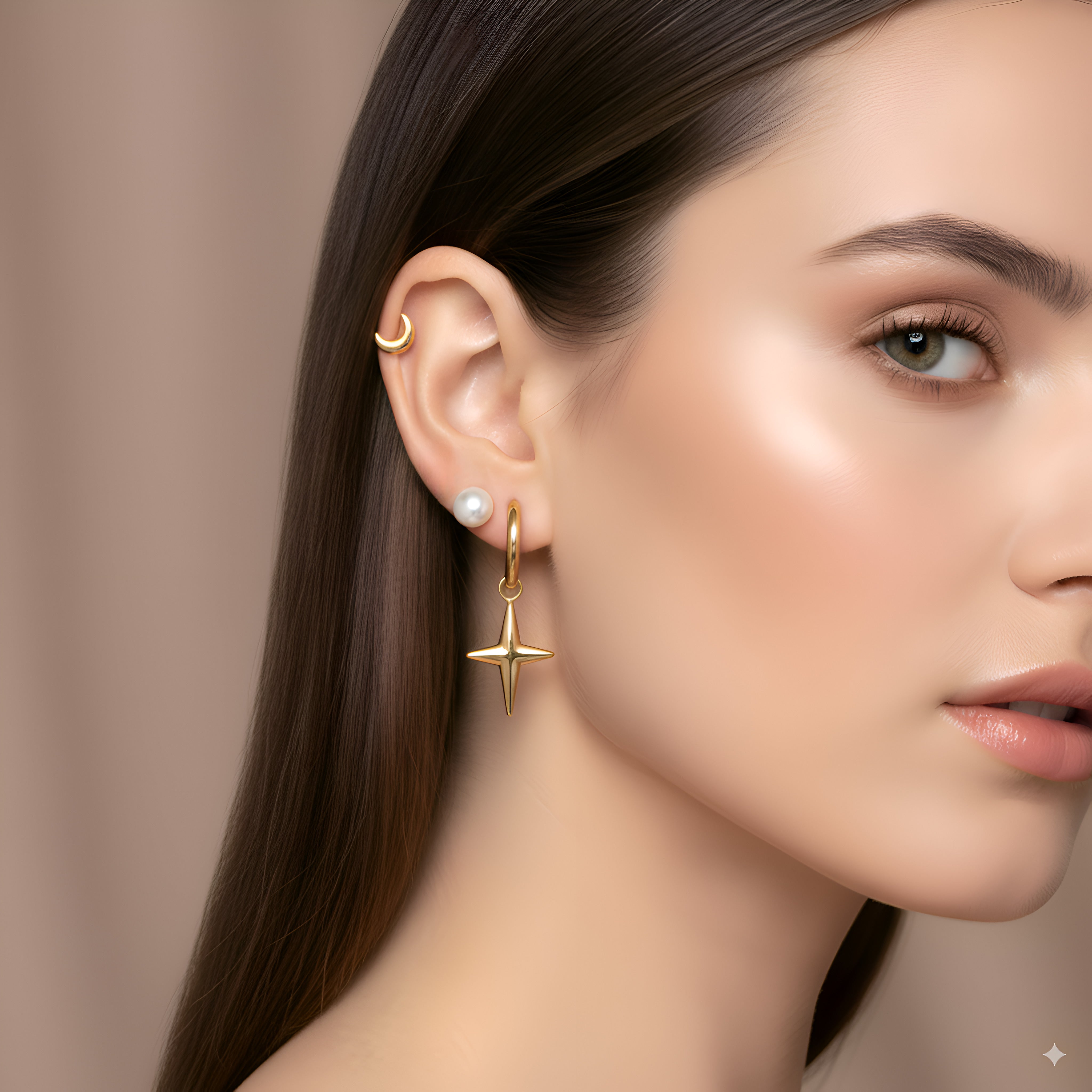 Star Hoop & Stud Earrings Set 