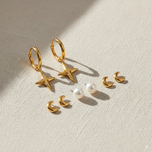 Star Hoop & Stud Earrings Set 