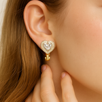 Load image into Gallery viewer, Golden Heart Crystal Clip On Earrings - PEACORA
