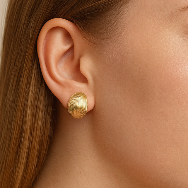 Textured Gold Dome Stud Earrings - PEACORA