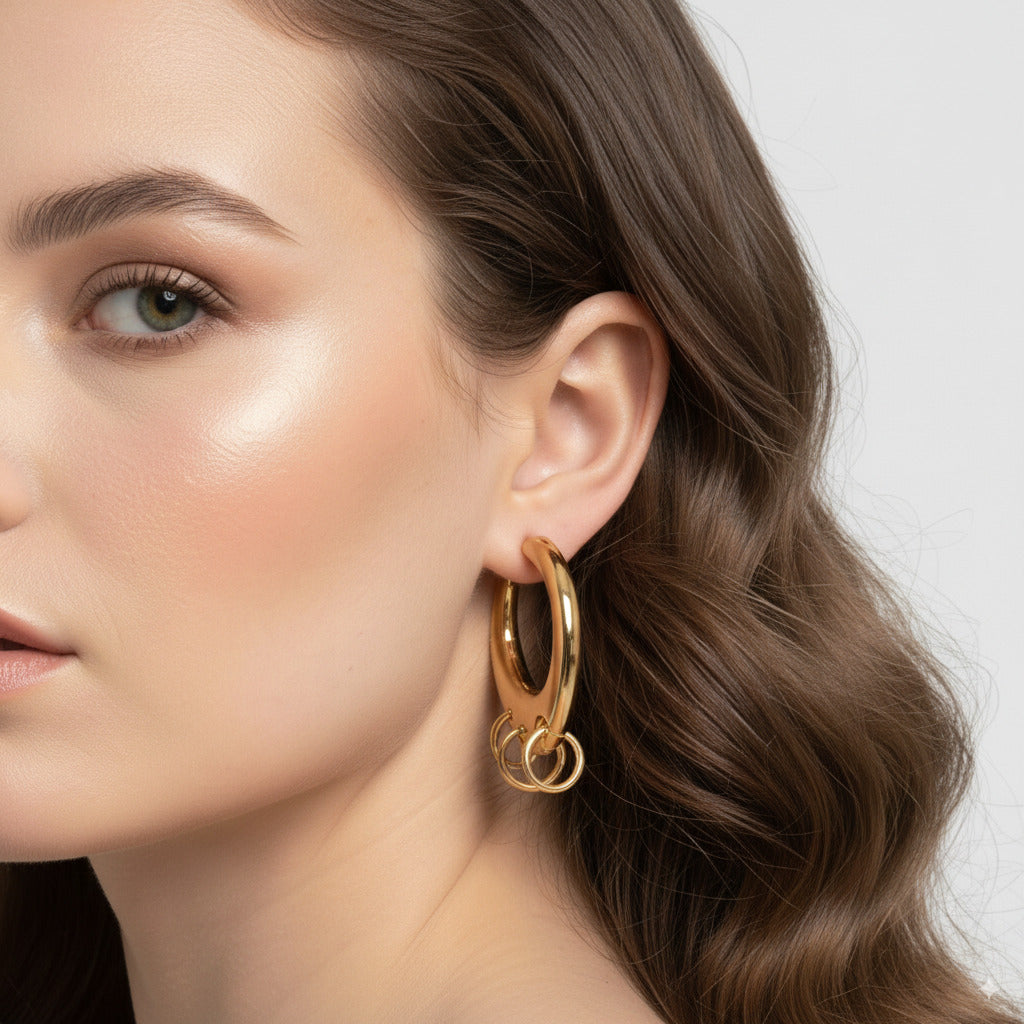 Triple Hoop Dangle Earrings 