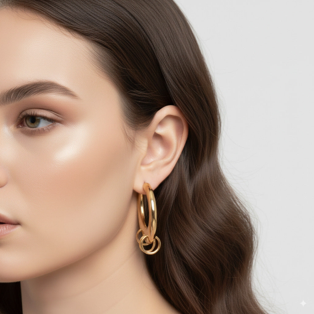 Triple Hoop Dangle Earrings 