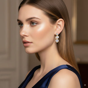 Triple Zircon Drop Earrings 