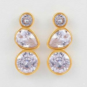 Triple Zircon Drop Earrings 