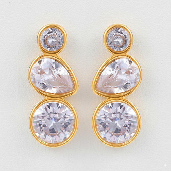 Triple Zircon Drop Earrings 