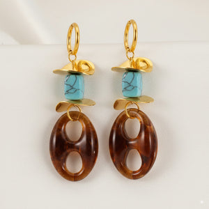 Turquoise & Resin Drop Earrings 