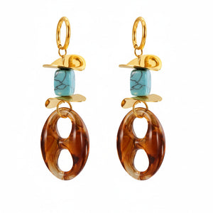 Turquoise & Resin Drop Earrings 