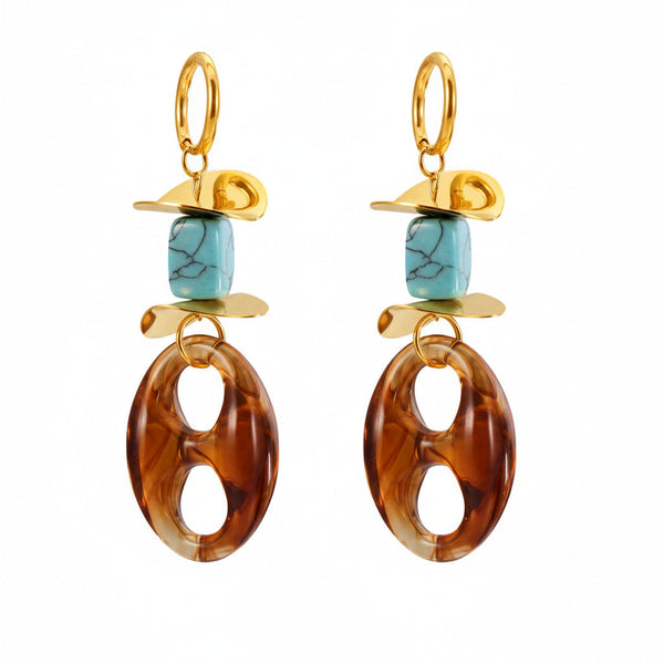 Turquoise & Resin Drop Earrings 