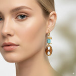 Load image into Gallery viewer, Turquoise &amp; Resin Drop Earrings 
