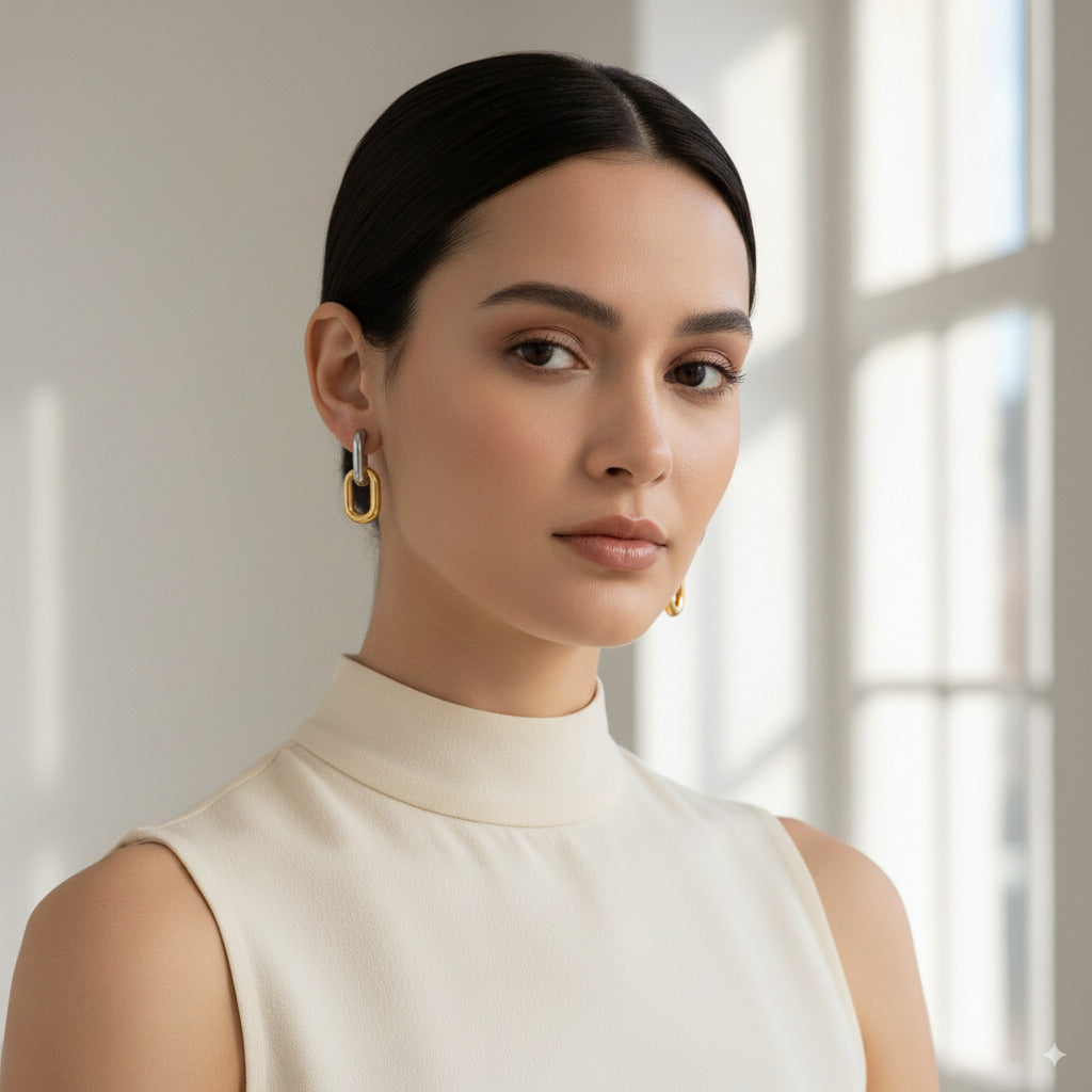 Two-Tone Link Earrings 