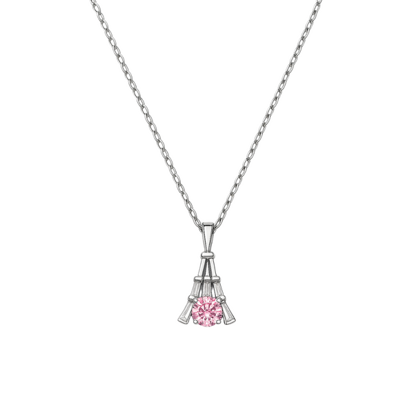 Eiffel Tower Pink Moissanite Necklace - PEACORA