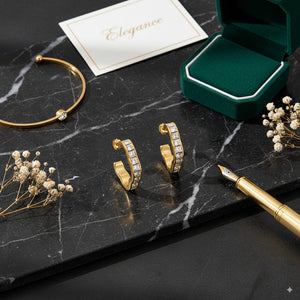 Wavy Zircon Hoop Earrings 