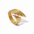 Wing Wrap Statement Ring – Gold Finish Stainless Steel - PEACORA