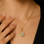 Load image into Gallery viewer, Modern Golden Triangle Crystal Pendant Necklace - PEACORA
