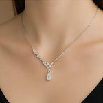 Load image into Gallery viewer, Silver Teardrop Crystal Pendant Necklace - PEACORA
