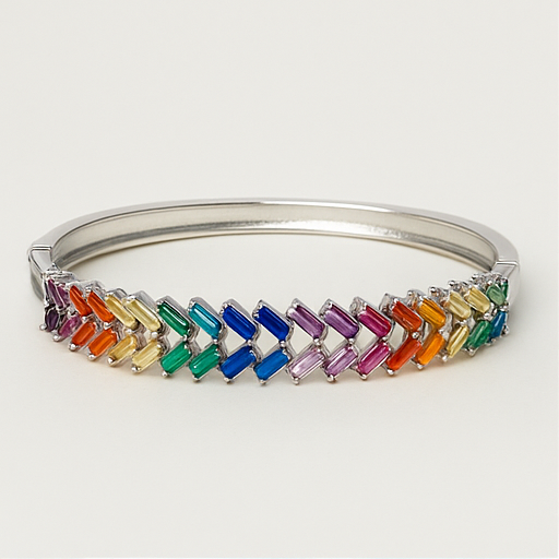 Spectrum Elegance Sterling Silver Bangle - PEACORA