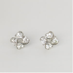 Elegant Silver Crystal Stud Earrings - PEACORA