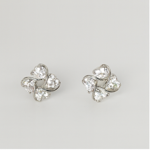 Elegant Silver Crystal Stud Earrings - PEACORA