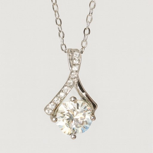 Silver Moissanite Wave Pendant Necklace