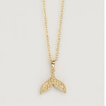 Load image into Gallery viewer, Gold Whale Tail Pendant Necklace - PEACORA

