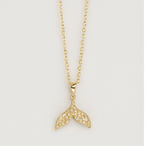 Gold Whale Tail Pendant Necklace - PEACORA