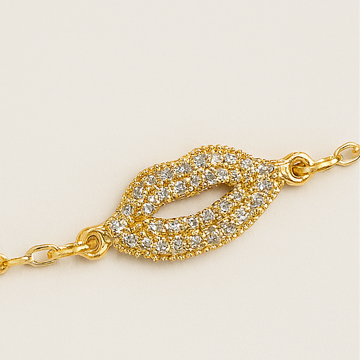 Crystal Kiss Stainless Steel 14K Gold Plated Bracelet - PEACORA