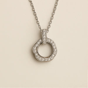 Timeless Crystal Circle Pendant Necklace - PEACORA