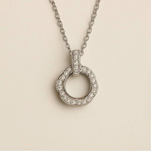 Timeless Crystal Circle Pendant Necklace - PEACORA