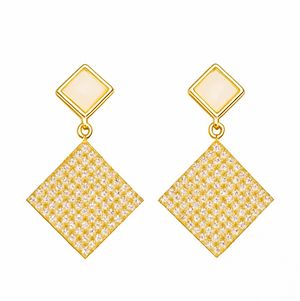 Geometric Gold Diamond Drop Earrings - PEACORA