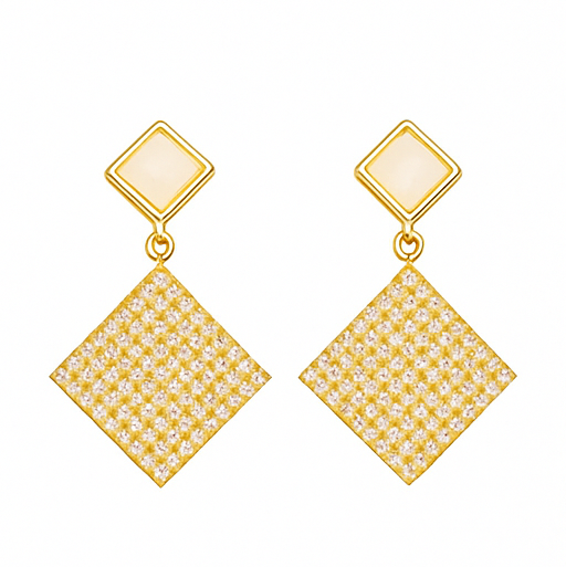Geometric Gold Diamond Drop Earrings - PEACORA