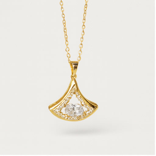 Modern Silver Crystal Pendant Necklace - PEACORA