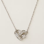 Load image into Gallery viewer, Silver Crystal Heart Pendant Necklace - PEACORA
